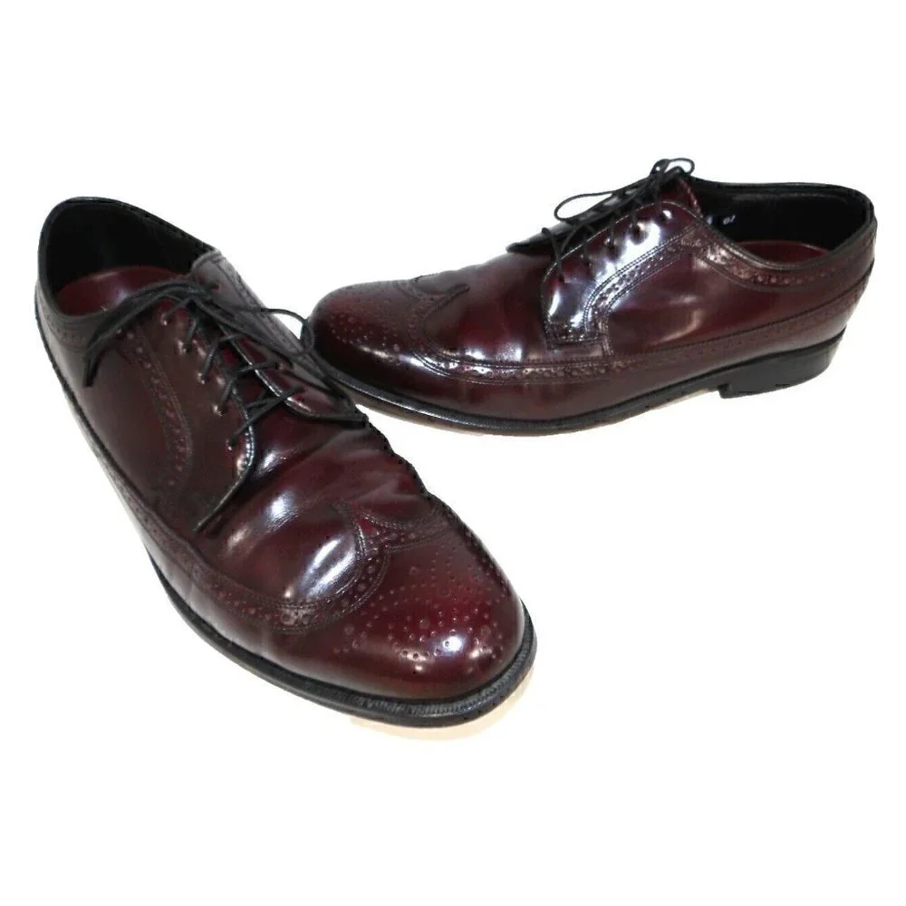FLORSHEIN red-ish brown patent leather lace up oxford dress shoes men's size 9 D